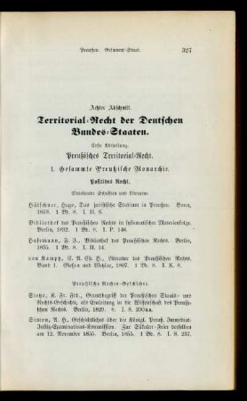 Achter Abschnitt. Territorial-Recht der Deutschen Bundes-Staaten.
