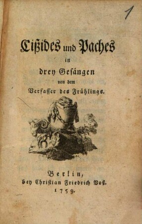 Cißides und Paches : in drey Gesängen