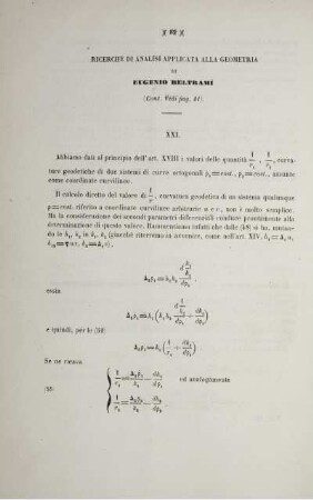 Ricerche di analisi applicata alla geometria. (Cont. Vedi pag. 41).