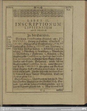 Liber II. Inscriptionum Lipsiensium Ad D. Nicolai