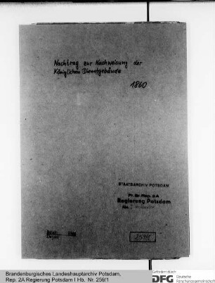 Nachtrag zur Nachweisung der königlichen Dienstgebäude