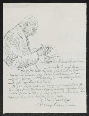 Brief von Max Liebermann an Gerhart Hauptmann