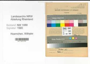 Entnazifizierung Wilhelm Hoernchen , geb. 12.12.1894 (Brandmeister)