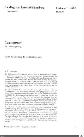Gesetzesänderung Architektengesetz