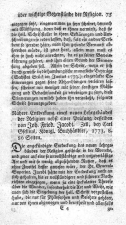 Nähere Entdeckung eines neuen Lehrgebäudes der Religion nebst einer Prüfung desselben.