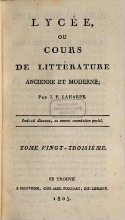 Lycée ou cours de littérature ancienne et moderne, 23