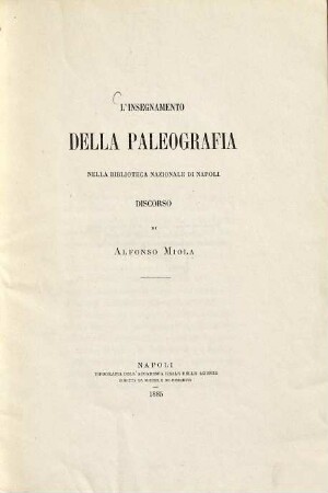 L'insegnamento della paleografia nella biblioteca nazionale di Napoli