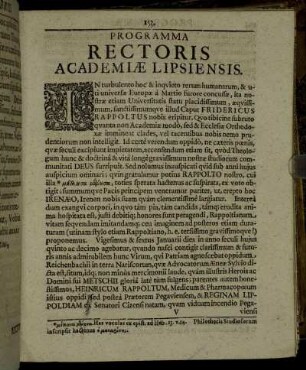 Programma Rectoris Academiæ Lipsiensis.