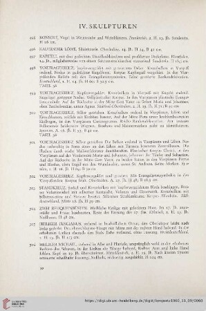 IV. Skulpturen (Nr. 495 - 585)