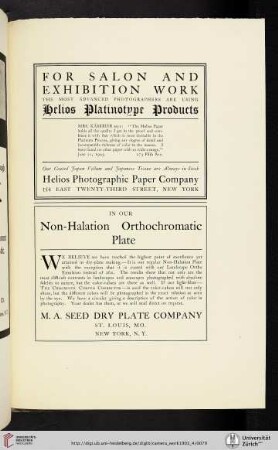 Helios Photographic Paper Company [Helios Platinotype Products]