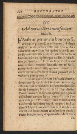 III. Ad convictores mensae communis.