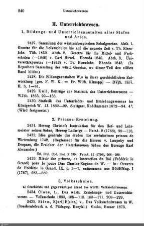 H. Unterrichtswesen