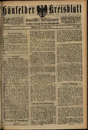 Ausgabe vom Montag, den 31. Juli 1922.
