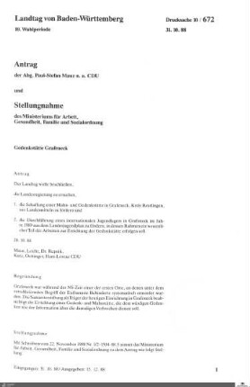 Antrag der CDU: Gedenkstätte Grafeneck