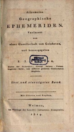 Allgemeine geographische Ephemeriden, 43. 1814