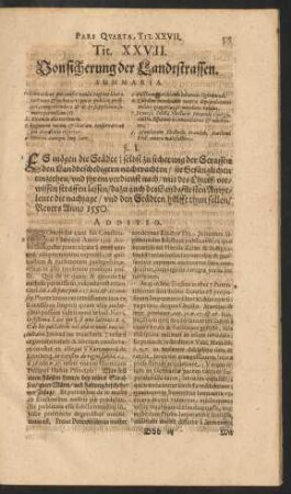 Tit. XXVII. Von sicherung der Landstrassen