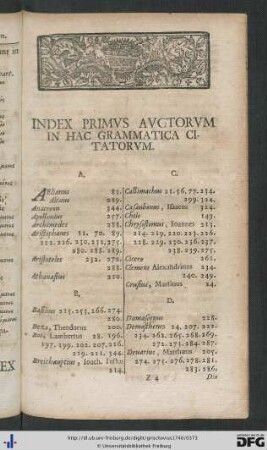 Index Primus Auctorum In Hac Grammatica Citatorum.