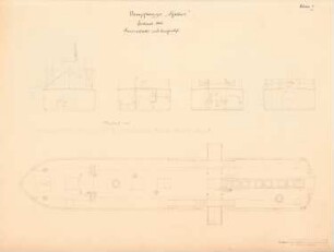 Dampfbagger »Ratibor«: Grundriss, Querschnitte 1:50