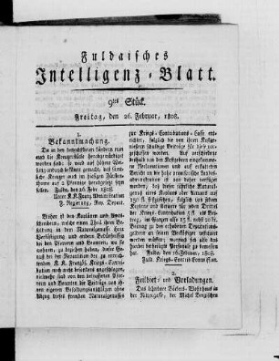 9tes Stück, Ausgabe vom 26. Februar 1808