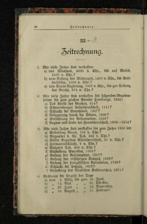III. Zeitrechnung.