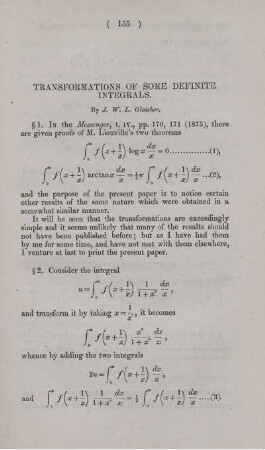 Transformations of some definite integrals.