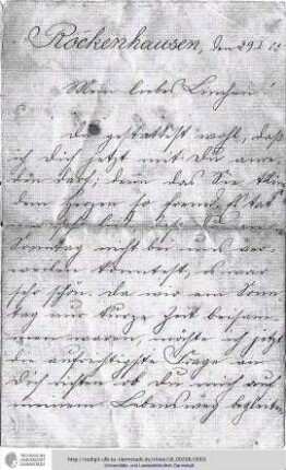 Einzelbrief von Harz, Joseph an n., Lieschen