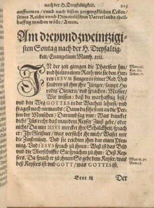 Am dreyvndzweintzigisten Sontag nach der H. Dreyfaltigkeit, Euangelium Matth. xxij.