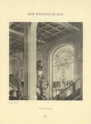 Tafel: 13. Blick in den Teppichraum. Bildhauer Fritz Klimsch und H. Giesecke
