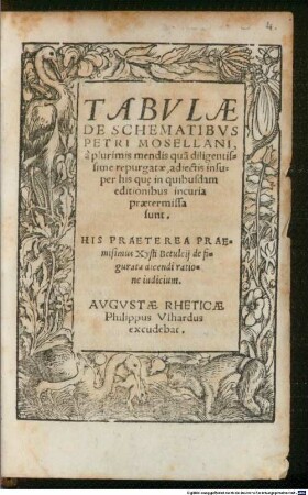 Tabulae de schematibus Petri Mosellani a plurimis mendis quam diligentissime repurgatae adiectis insuper his que in quibusdam editionibus incuria praetermissa sunt