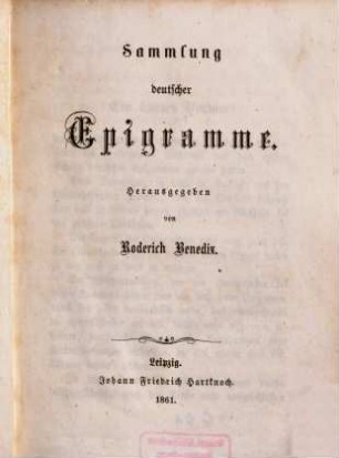 Sammlung deutscher Epigramme