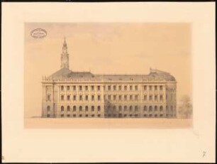 Kollegiengebäude der Kaiser-Wilhelm-Universität Straßburg Wettbewerb: Seitenansicht 1:200