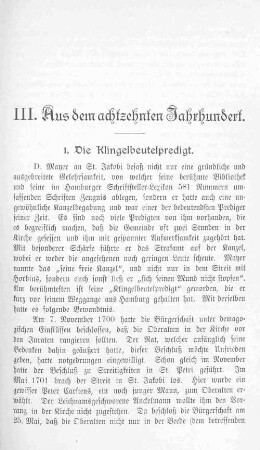 III. Aus dem achtzehnten Jahrhundert.