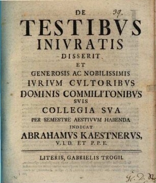 De testibus iuratis ...