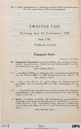 Zweiter Tag: Freitag, den 12. November 1937, Beginn 3 Uhr (Nr. 192-382)