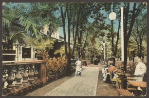 Ansichtskarte Terrasse der Berliner Unions-Brauerei, Hasenheide, koloriert