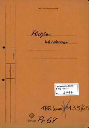 Personenheft Waldemar Richter (*26.05.1908), SS-Sturmscharführer