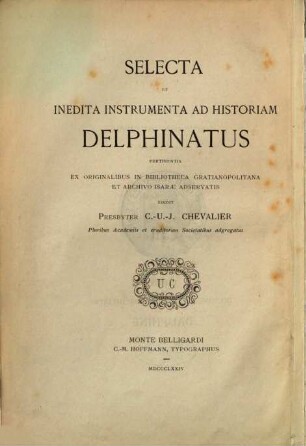Choix de documents historiques inédits sur le Dauphiné