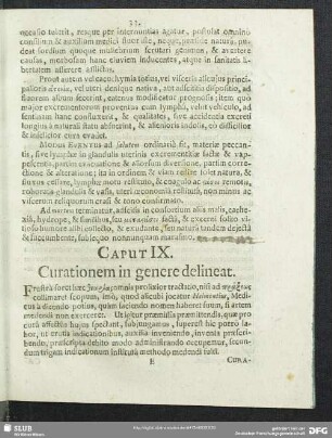 Caput IX. Curationem in genere delineat