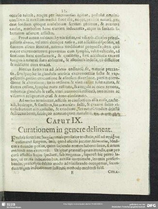 Caput IX. Curationem in genere delineat