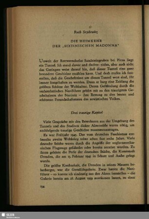 Die Heimkehr Der „Sixtinischen Madonna“