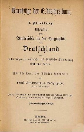 Grundzüge der Erdbeschreibung, I