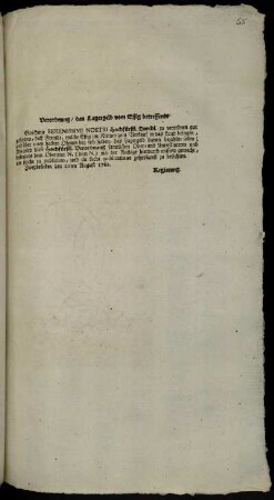 Verordnung, das Lagergeld vom Essig betreffende : Zweybrücken den 21ten August 1762.
