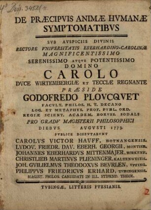 De praecipuis animae humanae symptomatibus