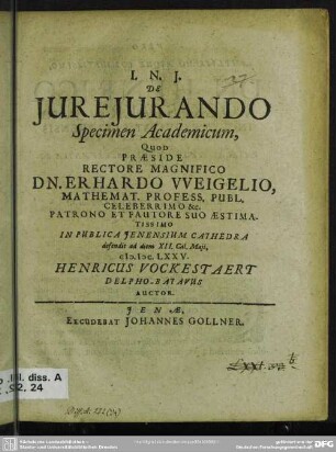 De jurejurando, specimen academicum