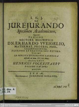 De jurejurando, specimen academicum