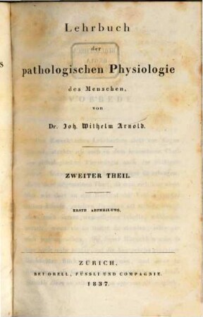Lehrbuch der pathologischen Physiologie des Menschen. 2,1