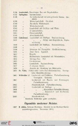 Ölgemälde moderner Meister/Ölgemälde alter Meister (Nr. 1067-1185)