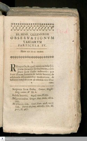 Particvla IV.: Observationes variae