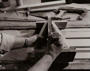 Aus einer Dokumentation zur Installation des Spiegelsaals aus dem ehemaligen Palais Budge im MKG