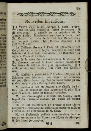 Nouvelles Inventions.